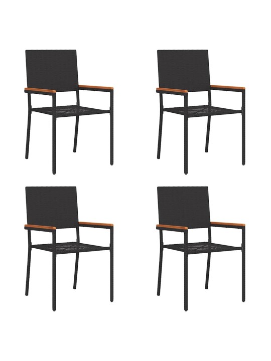 Dārza saliekamās krēsli 4 pcs melns un brūns