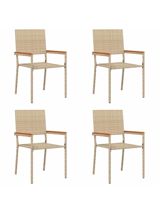 Dārza saliekamās krēsli 4 pcs krēmkrāsas un brūna