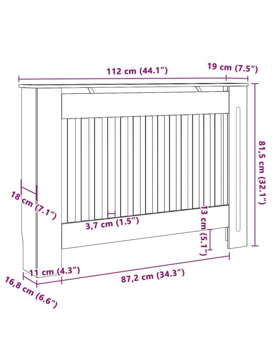 Radiatora vāks 2 pcs pelēka 112 x 19 x 81.5 cm