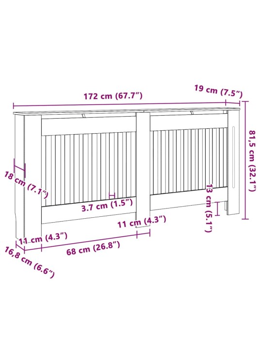 Radiatora vāks 2 pcs melna 172 x 19 x 81.5 cm inženierijas koks