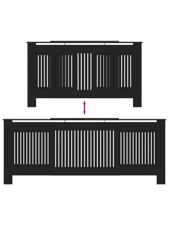 Radiatora vāks 2 pcs melna (142-205) x 20.5 x 81.5 cm