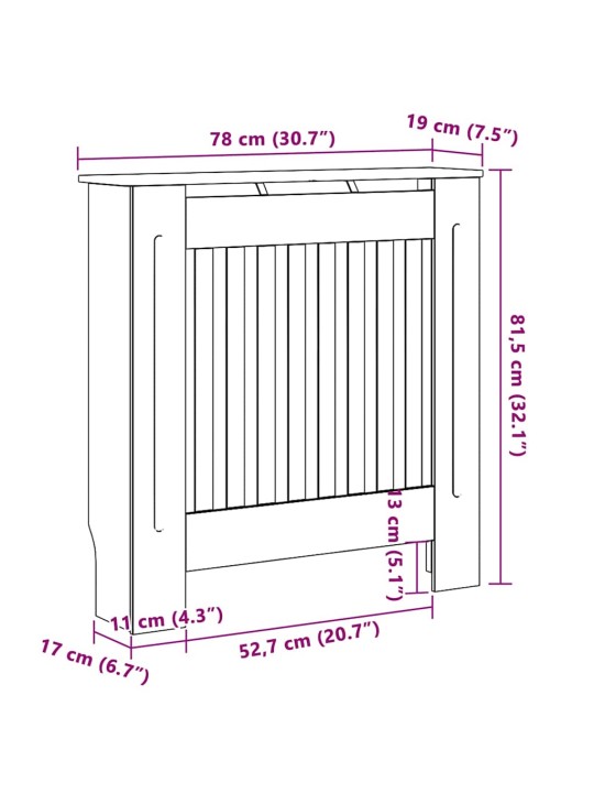 Radiatora vāks 2 pcs melna 78 x 19 x 81.5 cm inženierijas koks