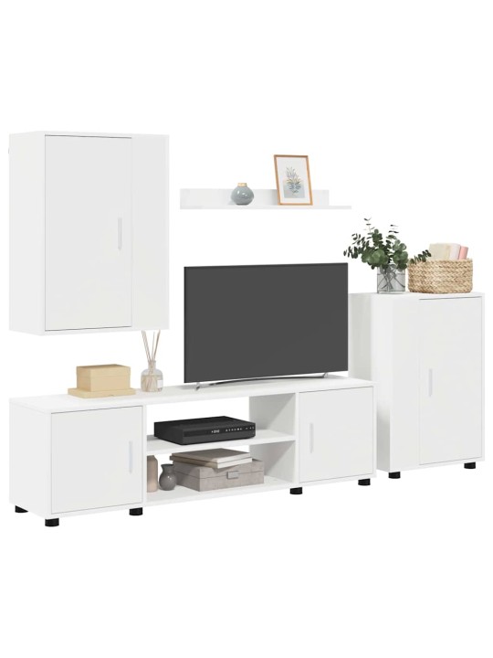 4 gabalu tv skapja komplekts 4 pcs balta inženierijas koks