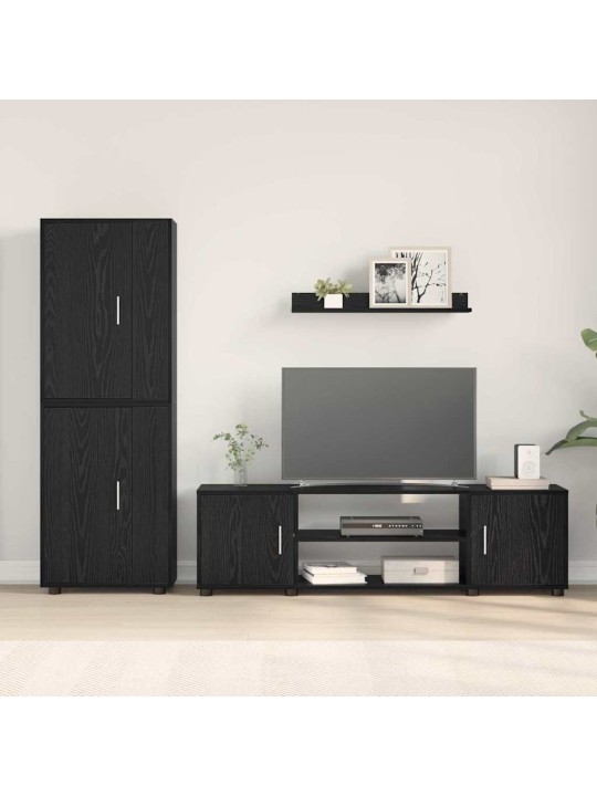 4 gabalu tv skapja komplekts 4 pcs melns ozols