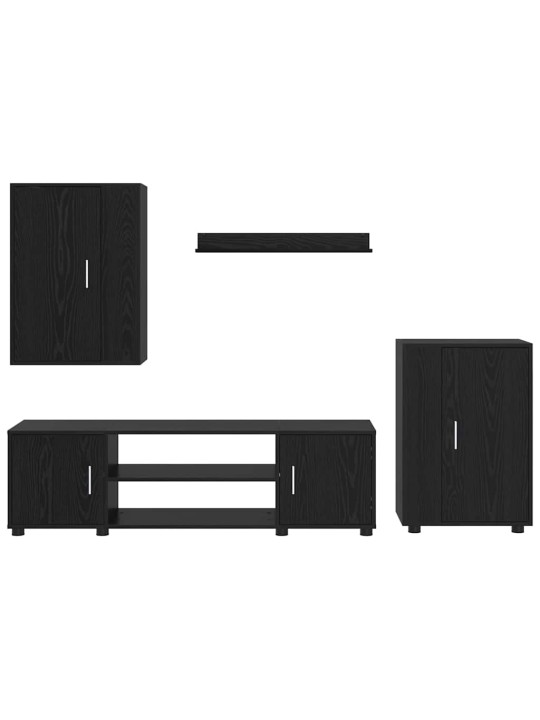 4 gabalu tv skapja komplekts 4 pcs melns ozols
