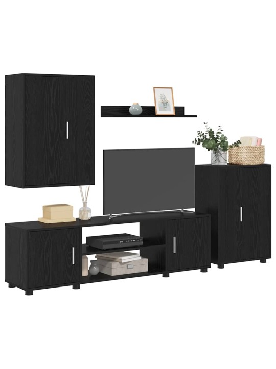 4 gabalu tv skapja komplekts 4 pcs melns ozols