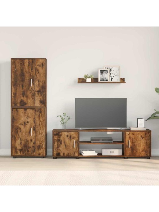 4 gabalu tv skapja komplekts 4 pcs dūmu ozols inženierijas koks