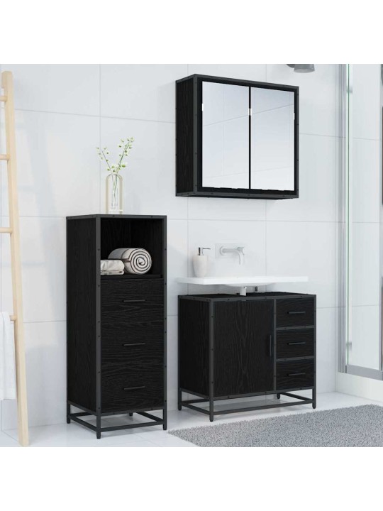 Vannas istabas mēbeļu komplekts ar atvilktni 3 pcs melns ozols