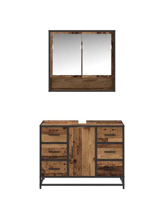Vannas istabas mēbeļu komplekts 2 pcs vecs koks 80 x 33 x 60 cm