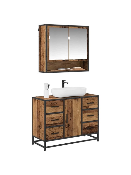 Vannas istabas mēbeļu komplekts 2 pcs vecs koks 80 x 33 x 60 cm