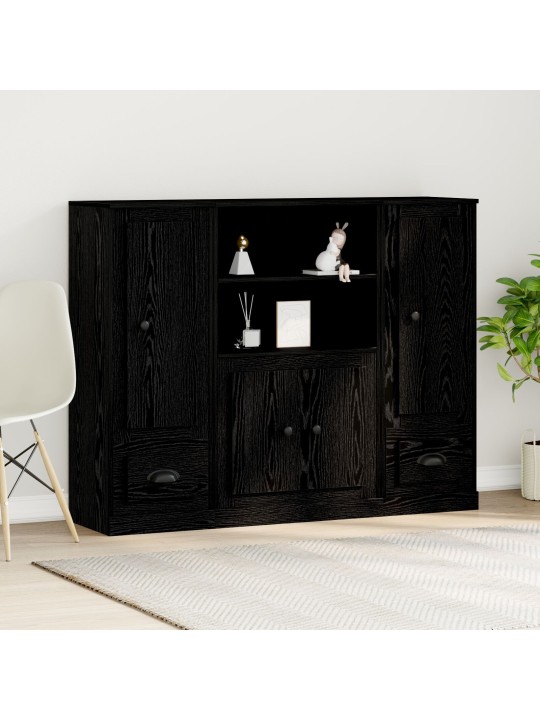 Augstais skapis melns ozolkoks 132x35,5x103,5 cm inženierijas koks