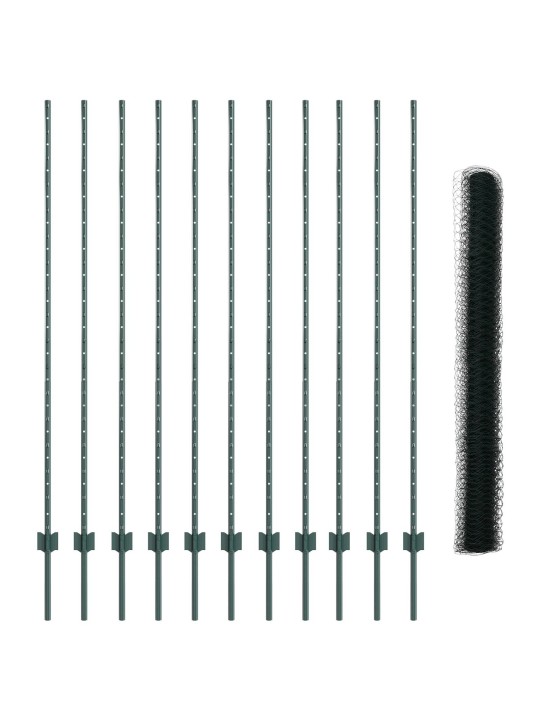 Dārza žogu komplekts 2 gabali zaļš metāls 25 x 1.5 m dārza žogs