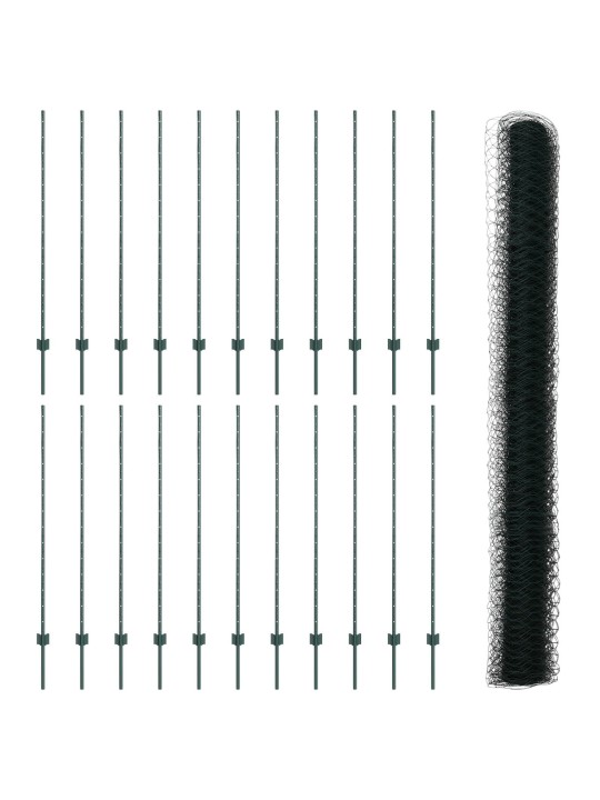 Žogu stabi 11 gab u-kanāls zaļš 140 cm metāls