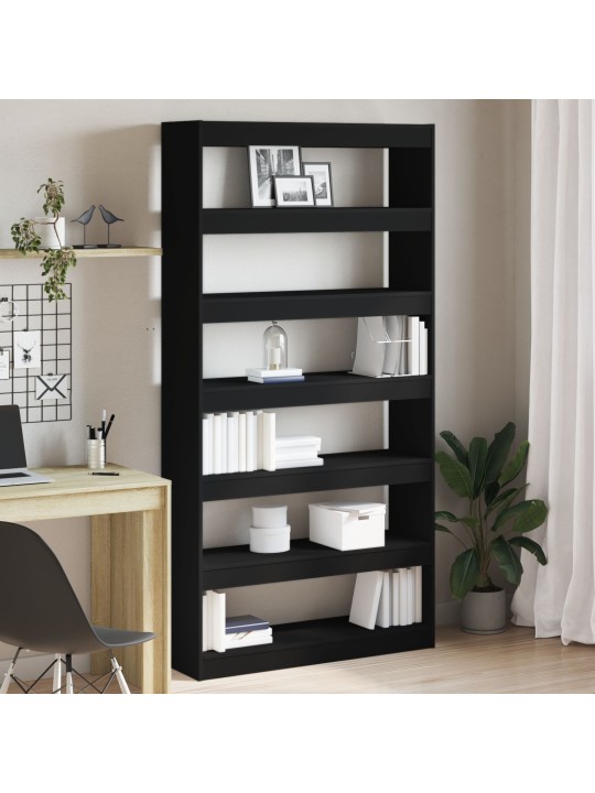 Grāmatu plaukts melns inženierijas koks 100 x 30 x 198 cm plaukts