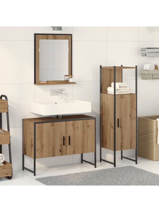 3 daļu vannas istabas mēbeļu komplekts artisan ozola inženierijas koks