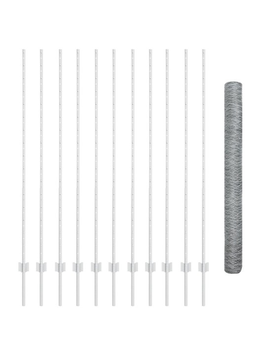 Sešstūra žogu komplekts 2 komplektā cinkots tērauds 25 x 1.5 m
