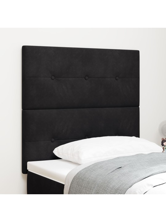 Galvgaļa pogu izšūta melna 90 cm samts