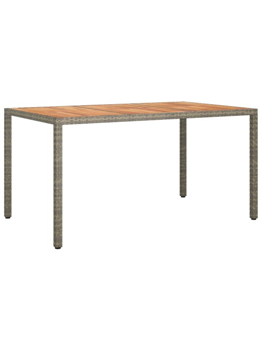 Dārza ēdamgalds pelēks 150x90x75 cm poli rotangpalma