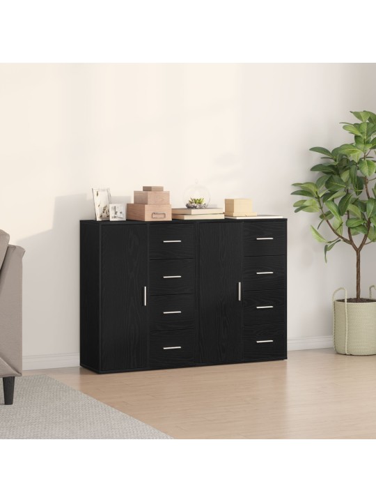 Sānu skapīši 2 gabali melna ozolkoka 60x31x84 cm izstrādāta koksne