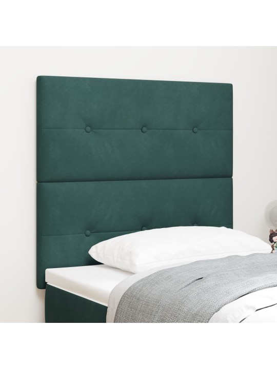 Gultas galvgalis ar pogām, tumši zaļš, 90 cm, samts