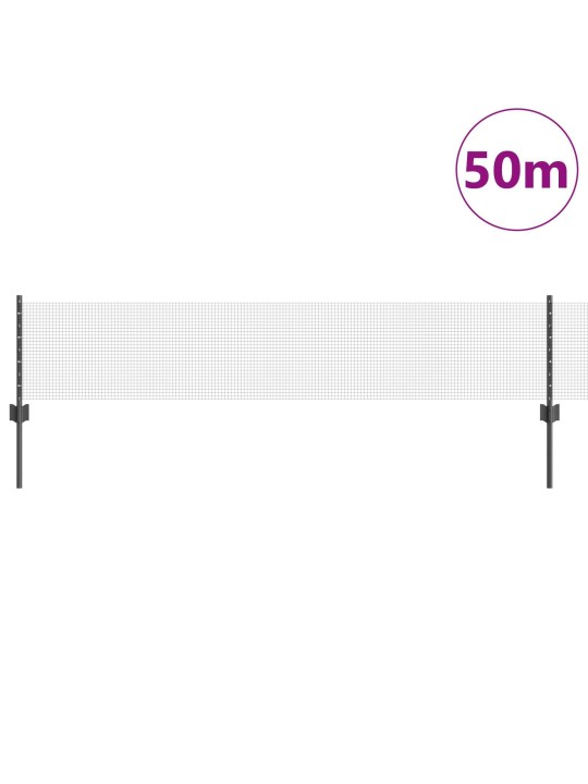 Lodēta troses žogs ar 22 u stabiem pelēks 0.4x50 m tērauds