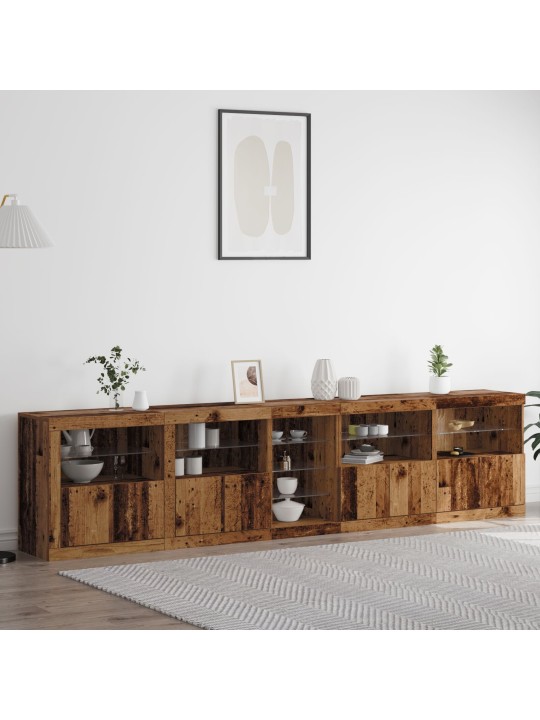 Kumode ar led gaismām vecais koks 283x37x67 cm inženiertehnē