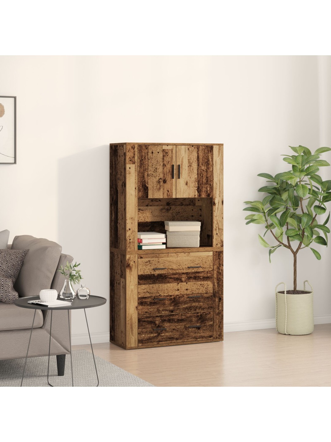 Augstskapis vecs koks 80x33x150 cm pārstrādāts koks