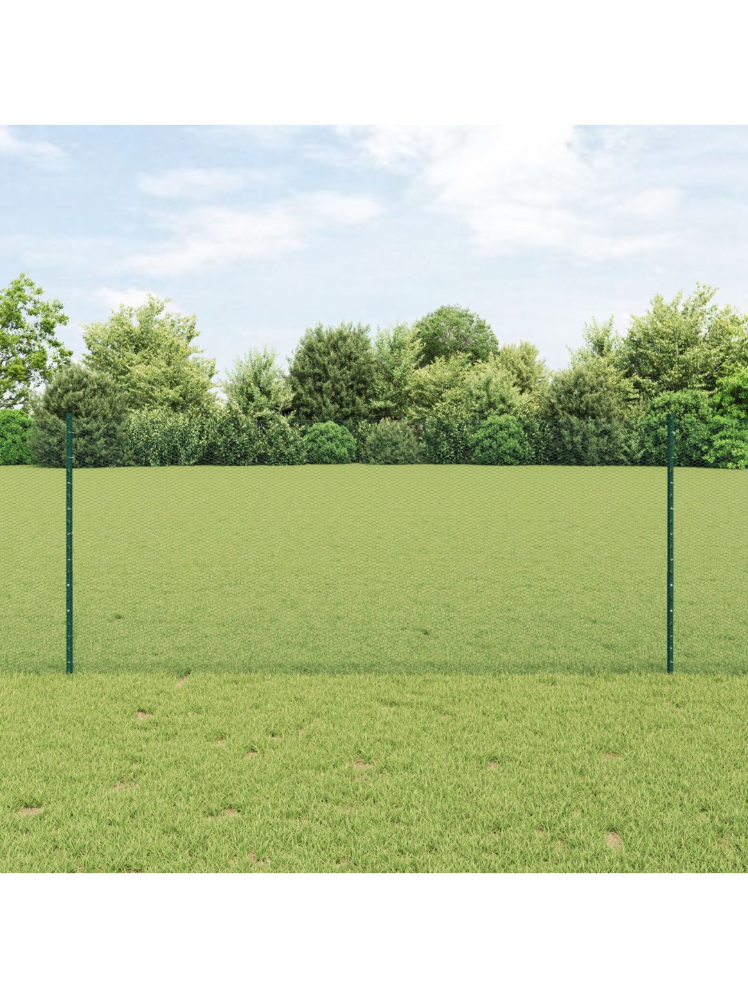 Vidaxl žoga stabi 5 gab. u-kanāls zaļajā 100 cm tēraudā, vidaxl sešstūra žogs zaļš 1x10 m tēraudā