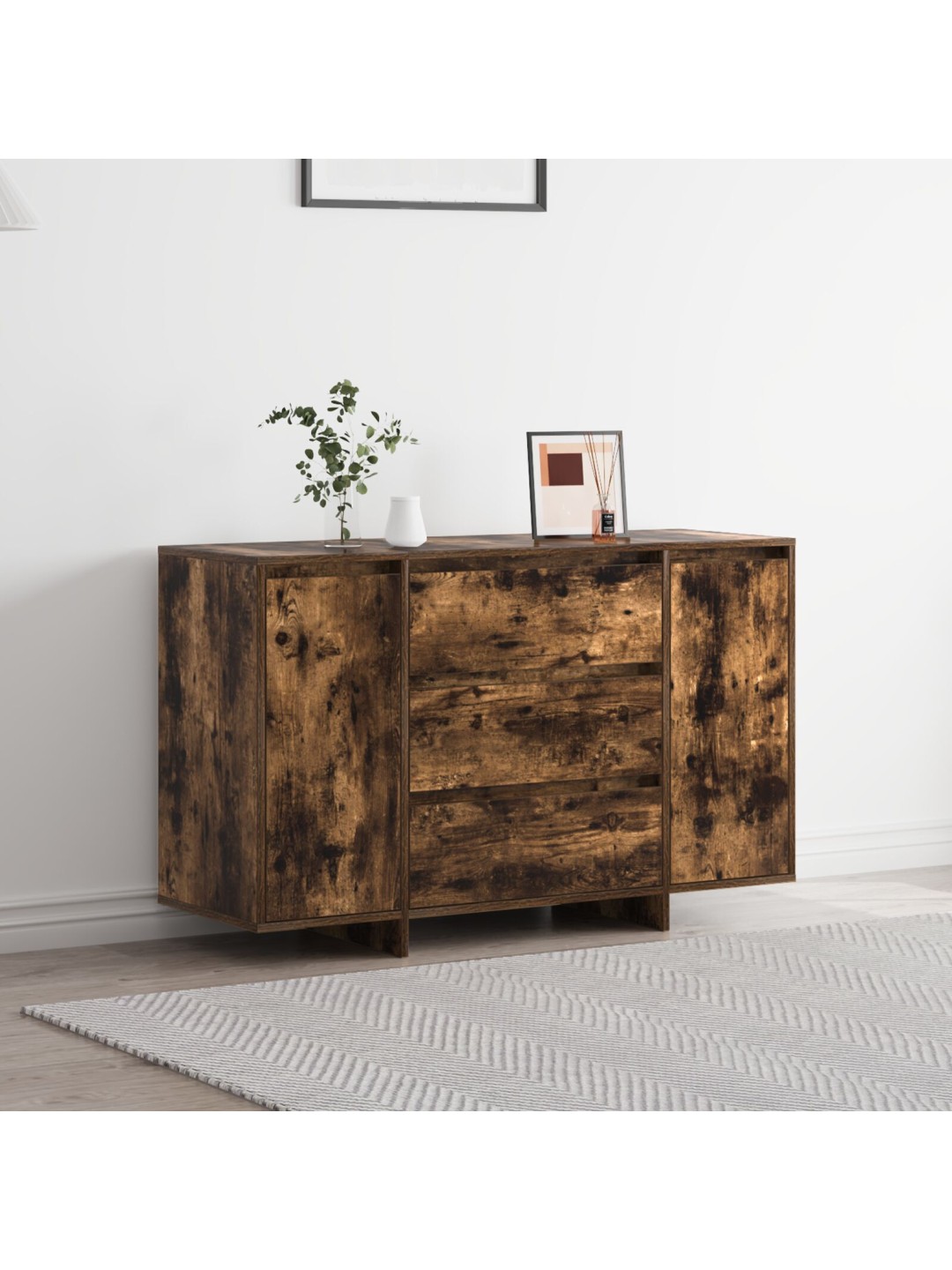 Sānu galds dūmota ozola 120x41x75 cm inženierijas koks