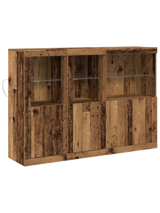 Sideboard ar led gaismām vecs koks 142.5x37x100 cm