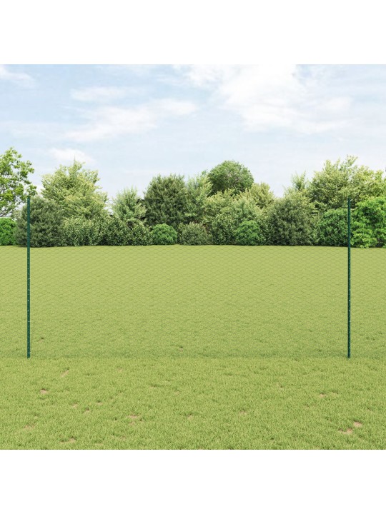 Dārza žogu komplekts 2 gabali zaļš metāls, plastmasa 25 x 1.5 m