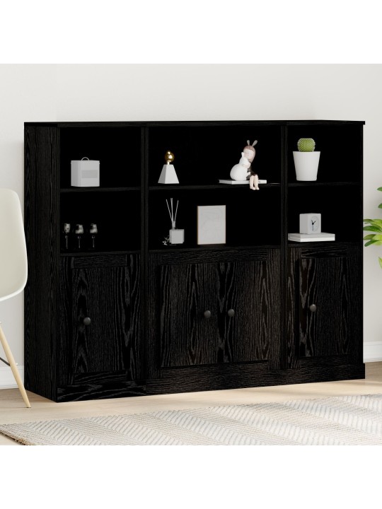 Augstais skapītis melna ozola 132x35,5x103,5 cm inženierijas koks