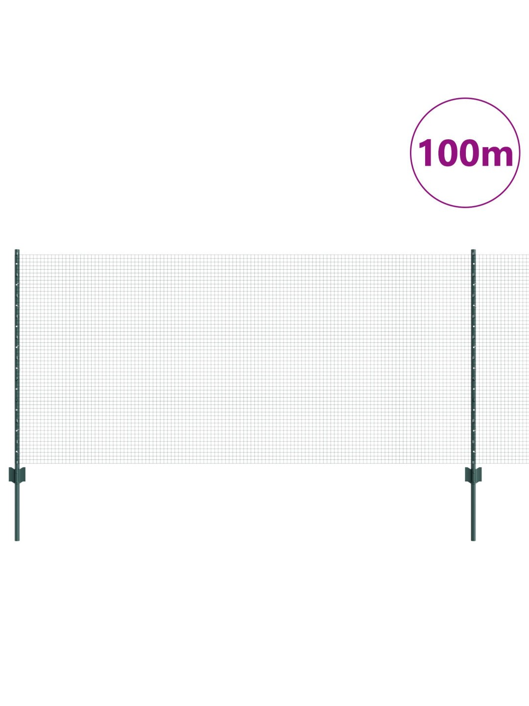 Metinātais stieples žogs ar 44 u stabiem, zaļš, 1x100 m, tērauds