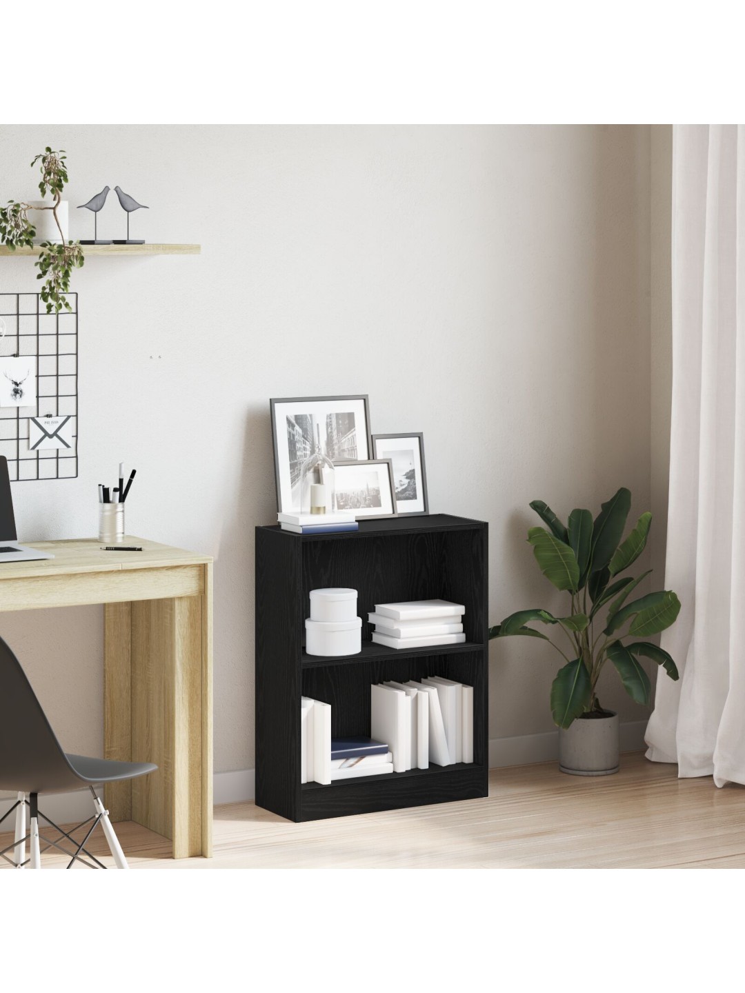 Grāmatu skapītis melns 60x24x76 cm inženierijas koks