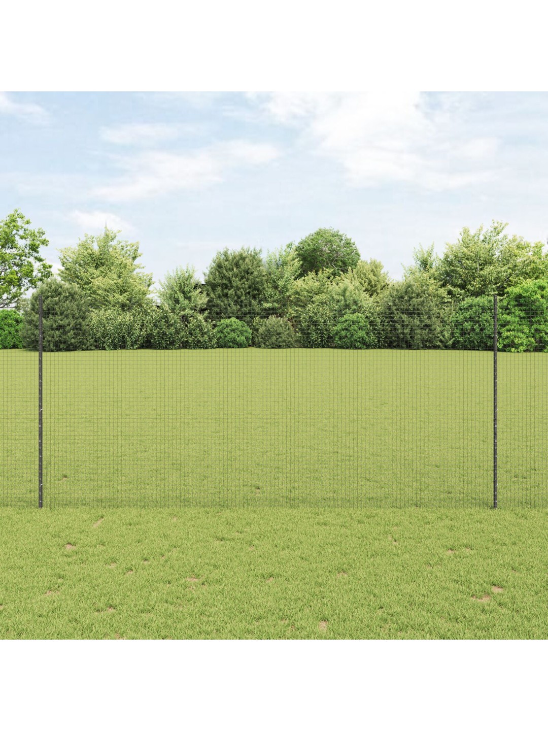 Savilktais stieņu žogs ar 44 u stabiem pelēkā krāsā 1.4x50 m tērauds