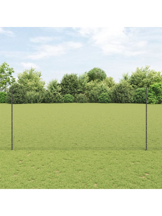Savilktais stieņu žogs ar 44 u stabiem pelēkā krāsā 1.4x50 m tērauds