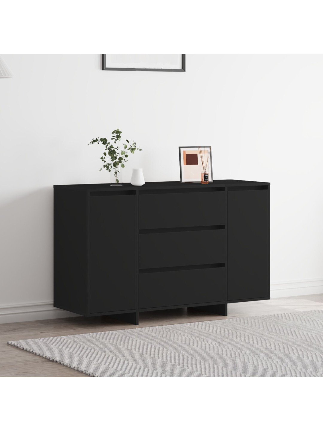 Bufete melna 120x41x75 cm inženierijas koks
