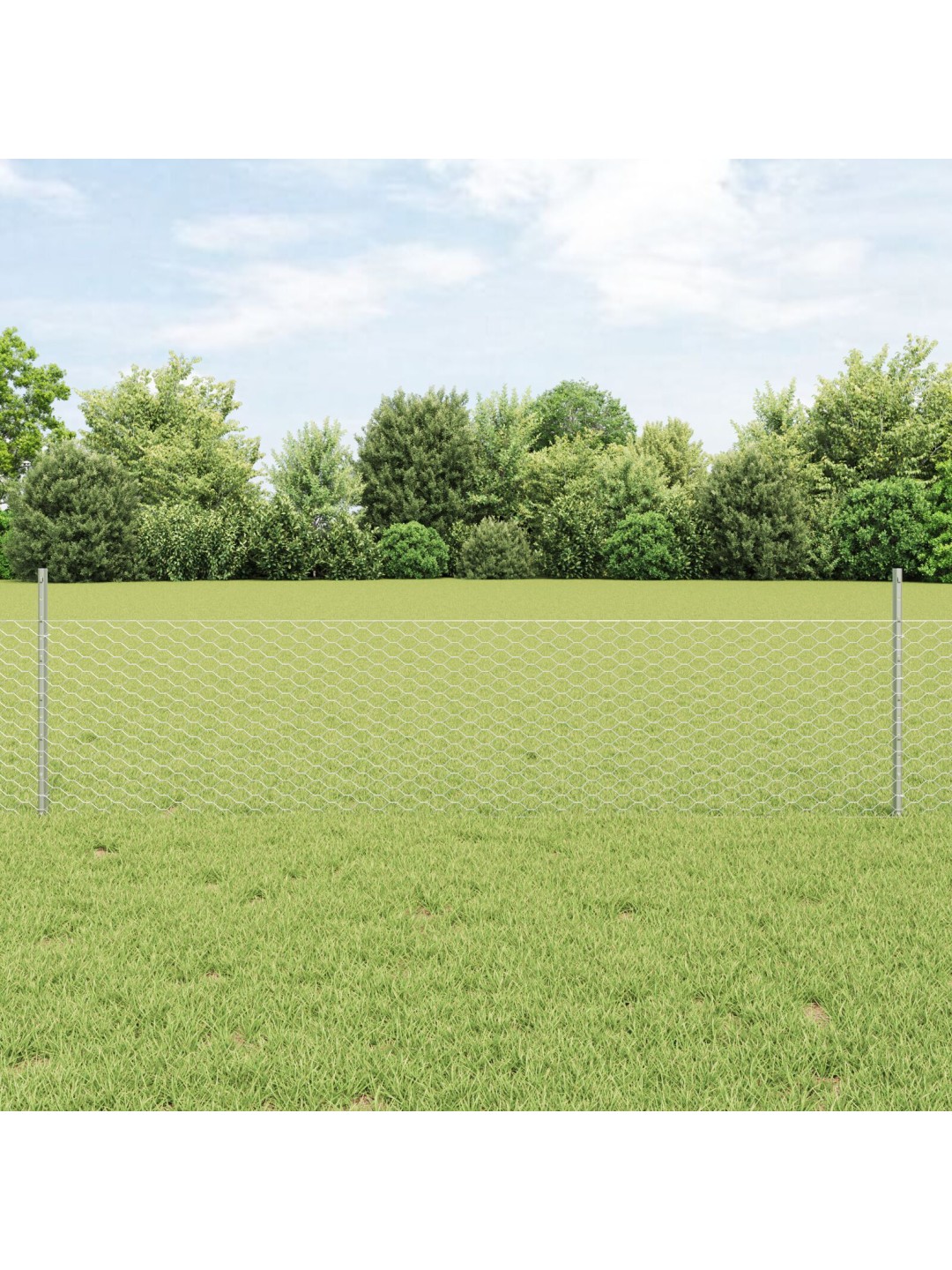 Sešstūra žogs ar 11 u stabiem sudrabā 0.5x25 m tērauda