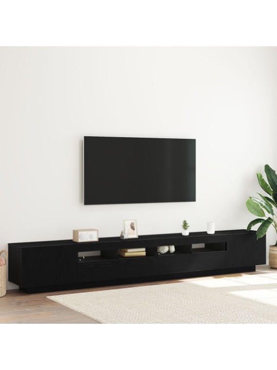 Tv skapītis ar led gaismām melnā ozola krāsā, 260x35x40 cm, inženierijas koks