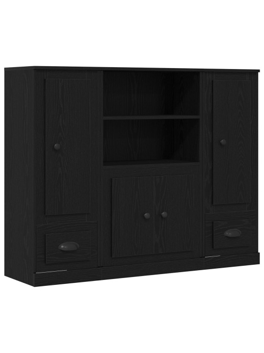 Augstais skapis melns ozolkoks 132x35,5x103,5 cm inženierijas koks