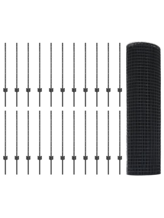 Metināts stieples žogs ar 22 u mietiem pelēks 0.8x50 m tērauds