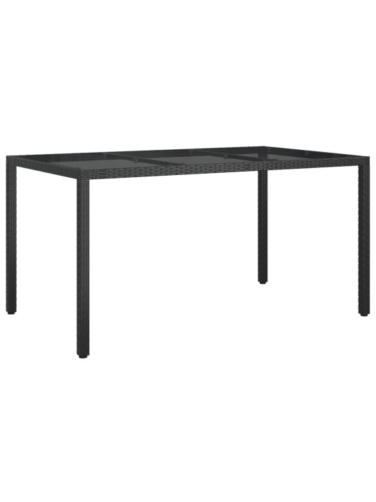 Melnais dārza ēdamgalds 150x90x75 cm polietilēna rotangpalma