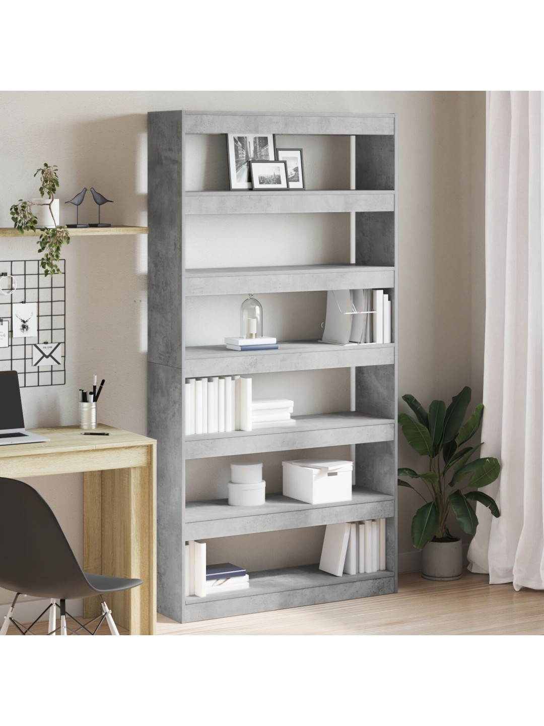 Grāmatu plaukts pelēks inženierijas koks 100 x 30 x 198 cm