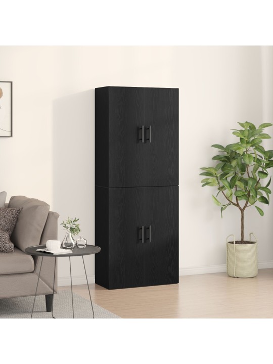 Skapji 2 gabali melnā ozola 69,5x34x180 cm inženierijas koks