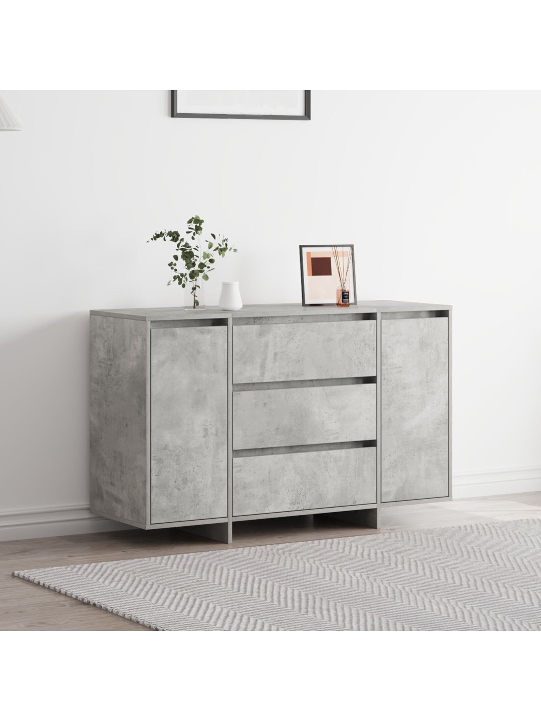 Bufete konkrēti pelēka 120x41x75 cm inženierijas koks