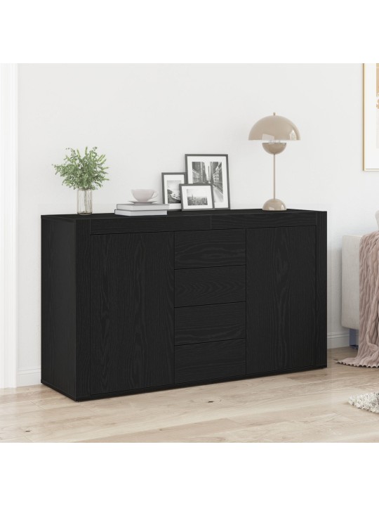 Bufete melns ozols inženierijas koks 120 x 36 x 69 cm uzglabāšana
