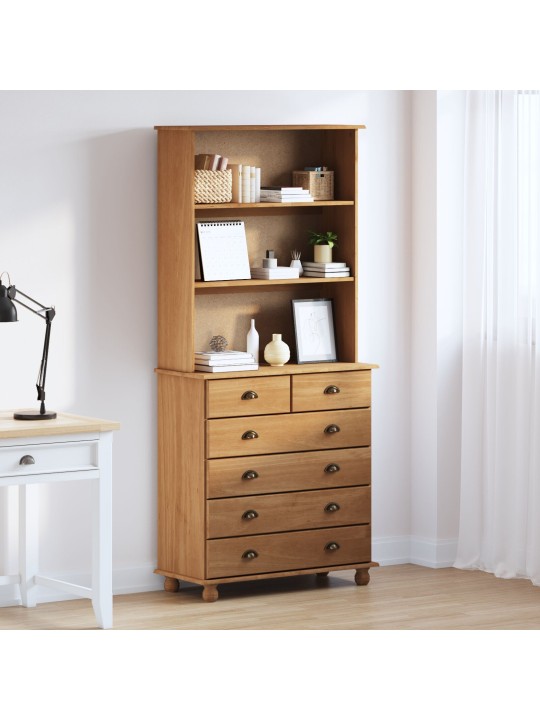 Vitrīna “askim” medus brūna 91x40x199.5 cm ciets koks