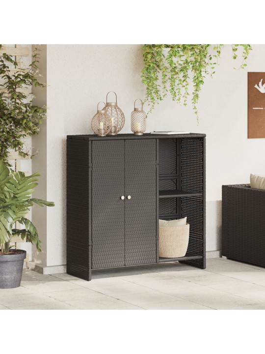 Uzglabāšanas skapis melns 100x36x102 cm rotangpalma