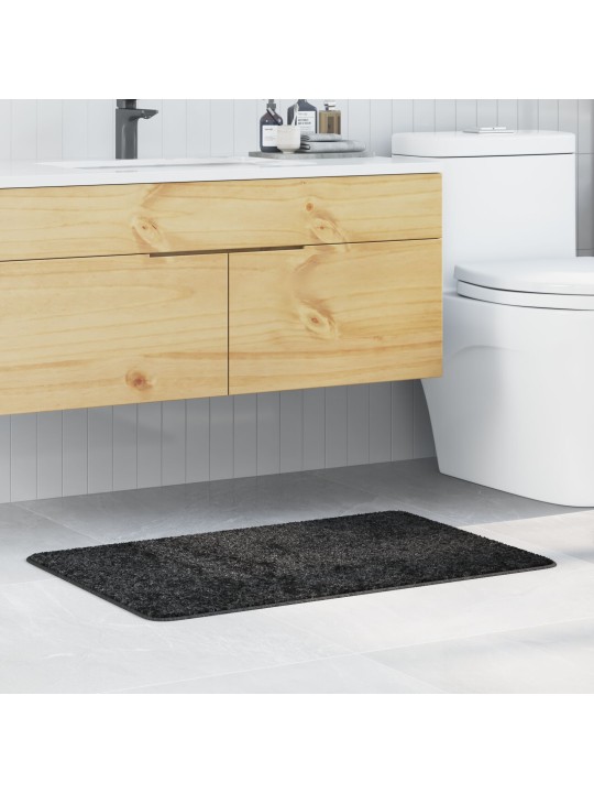 Vannas paklājs taisnstūrveida tumši pelēks 60x90 cm polipropilēns neslīdošs