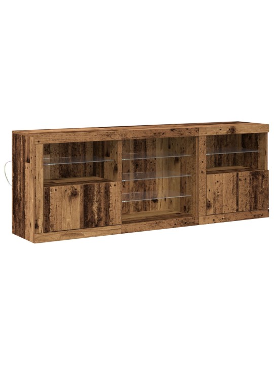 Bufete ar led gaismām vecs koks 181,5x37x67 cm